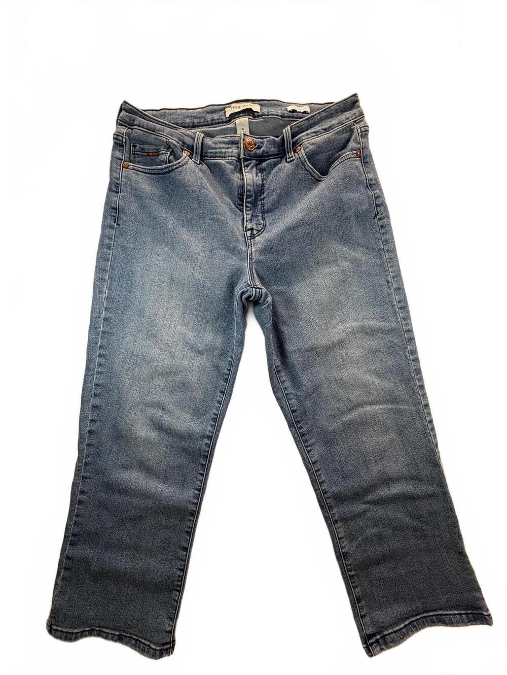 Nine West Christie Capri Jeans Womens 10 Blue Stretch Denim Mid Rise Cropped